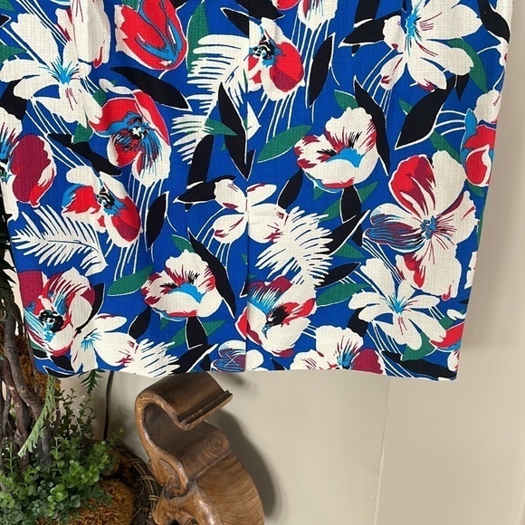 Brand New J. Crew Basket Weave Cotton Bright Floral Lined Pencil Skirt - Picture 6 of 12